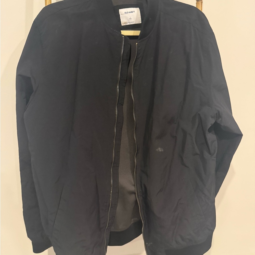 Old Navy Black Bomber Jacket Classic Varsity Style